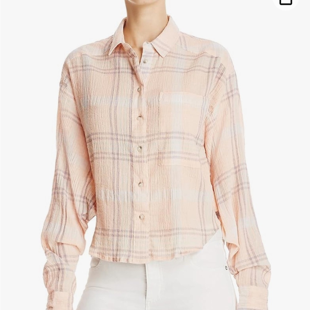 Free People Paradise Garden cutie cropped button up shirt NWT